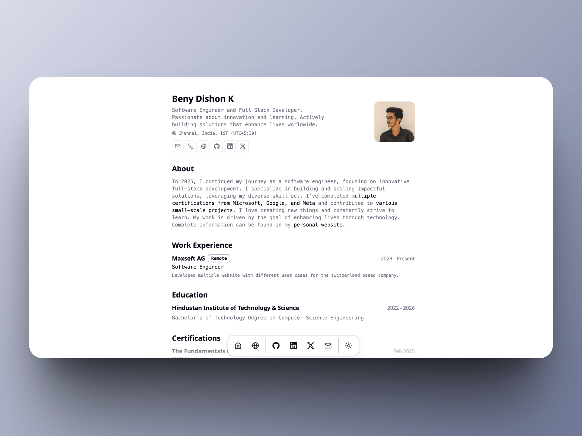CV Website Preview