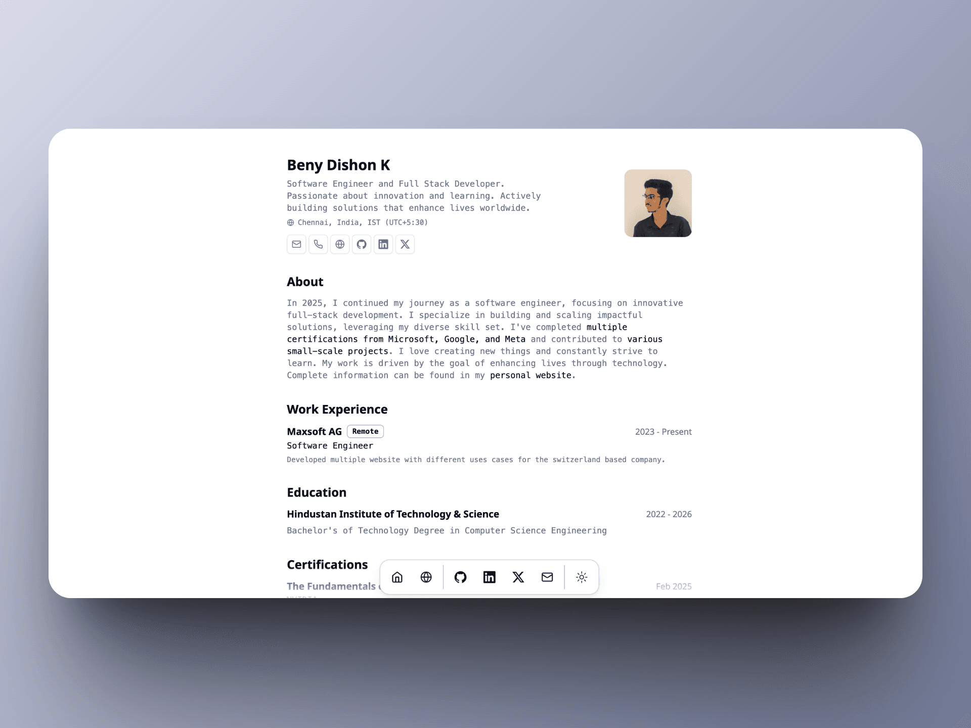 Beny's CV Website